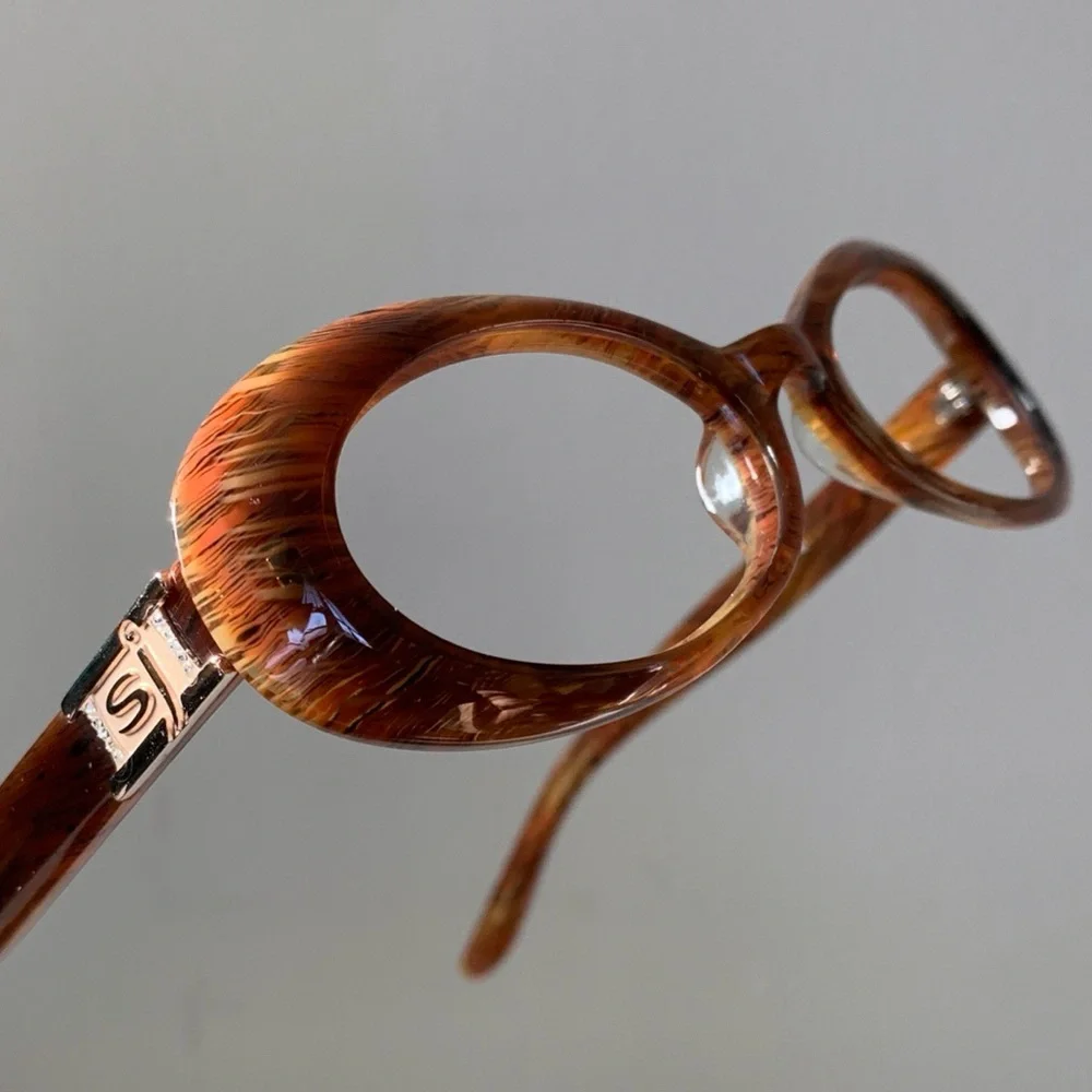 Vintage WIDE FIT Acetate EyeGlasses Amber Caramel Auburn NOS 1990’s Eyeglasses